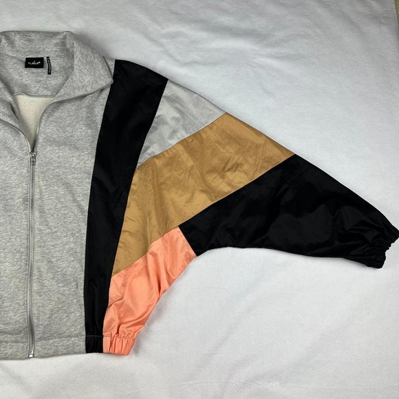 Urban Outfitters Out From Under Grey Jacket with Black/Tan/Peach Sleeves Size M - Picture 3 of 8